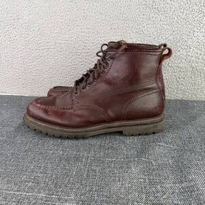 LL Bean East Point Moc Toe Boots Mens 12 M Dark Brown Leather Rugged Lug Work